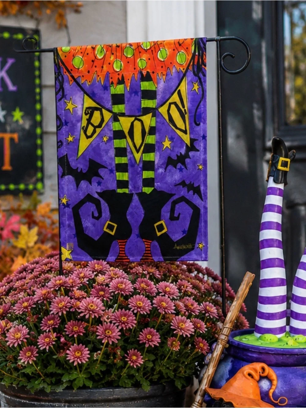 Studio M Halloween Witch and Haunted House Decor Set - Purple, Orange, Green